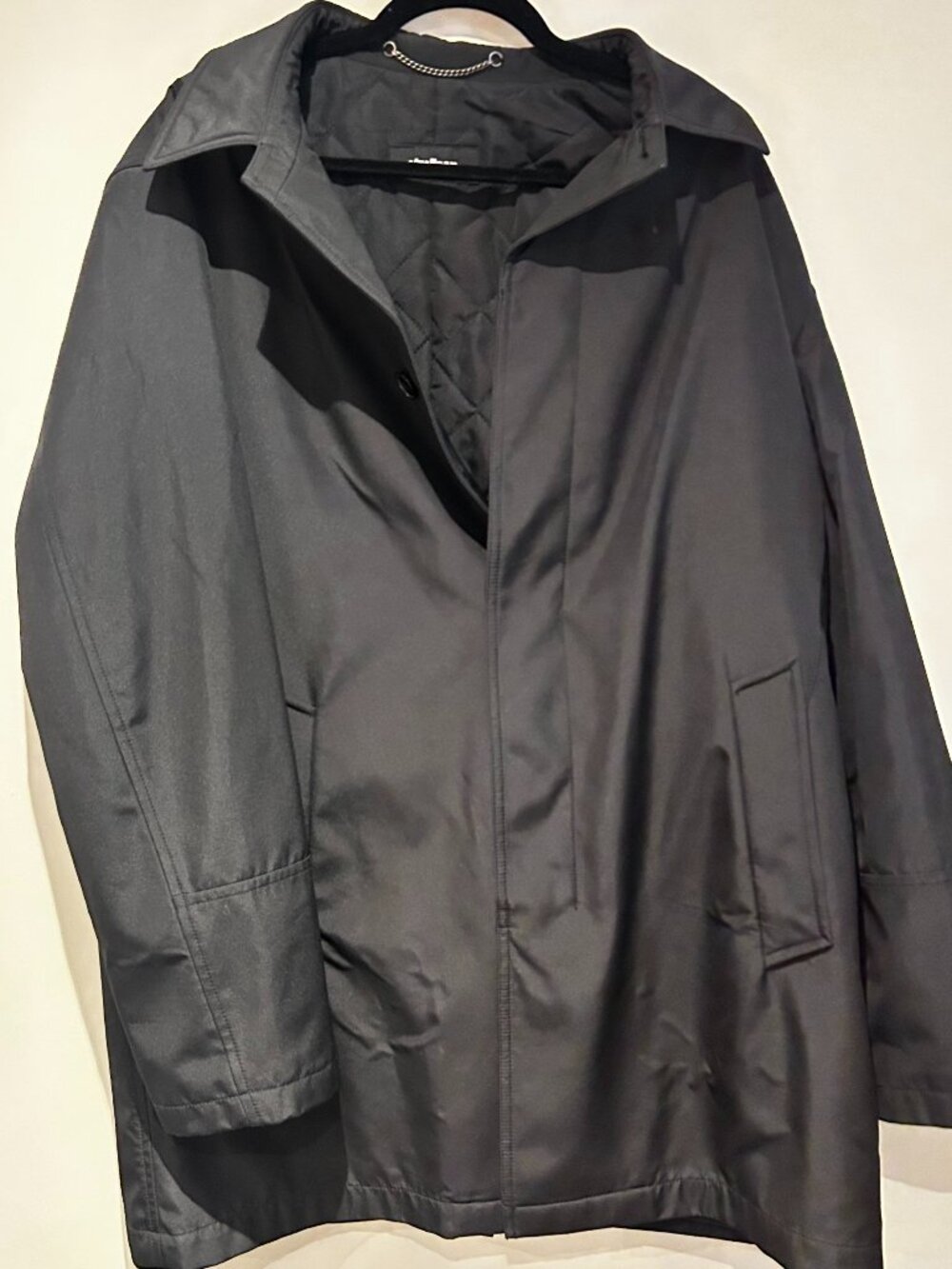 Strellson Men's Black Overcoat Jacket Size 54 Quilted Lining Classic